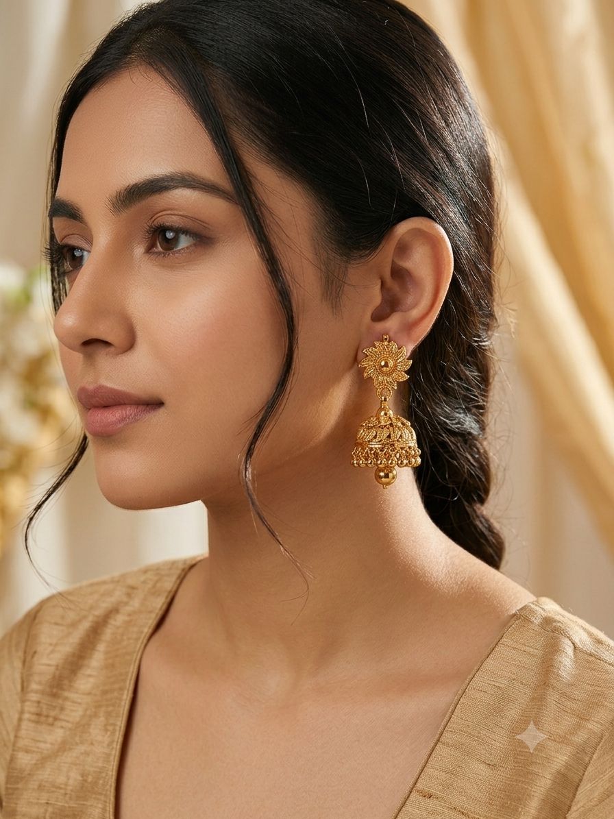 Golden Lotus Jhumka