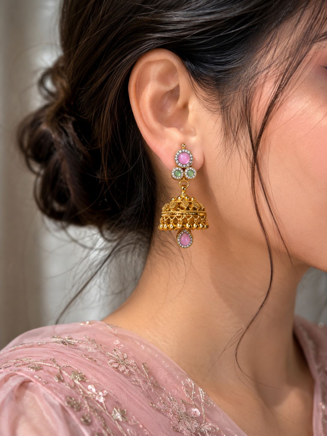 Gulabi Rose Jhumka